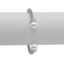 Rhodium plated mesh and pearl cuff Bracelet