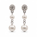 RHODIUM CREAM PEARL DANGLE EARRINGS