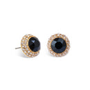 Tazza Women's Round Crystal Pavé Halo Stud Earrings, Assorted Colors, Gold-Tone, 0.5"