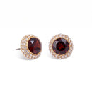 Tazza Women's Round Crystal Pavé Halo Stud Earrings, Assorted Colors, Gold-Tone, 0.5"