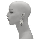 Tropical Textured  Rhodium Metal Drop Earrings