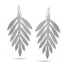 Tropical Textured  Rhodium Metal Drop Earrings