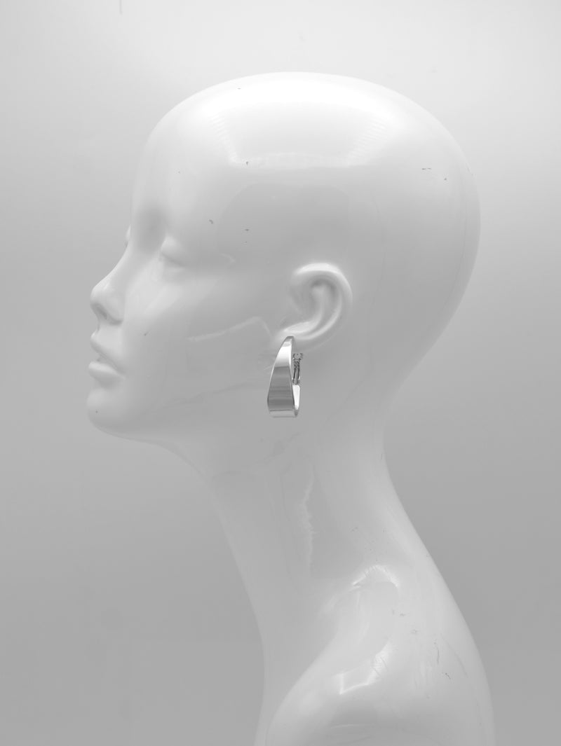 Shiny Rhodium Hoop Earrings