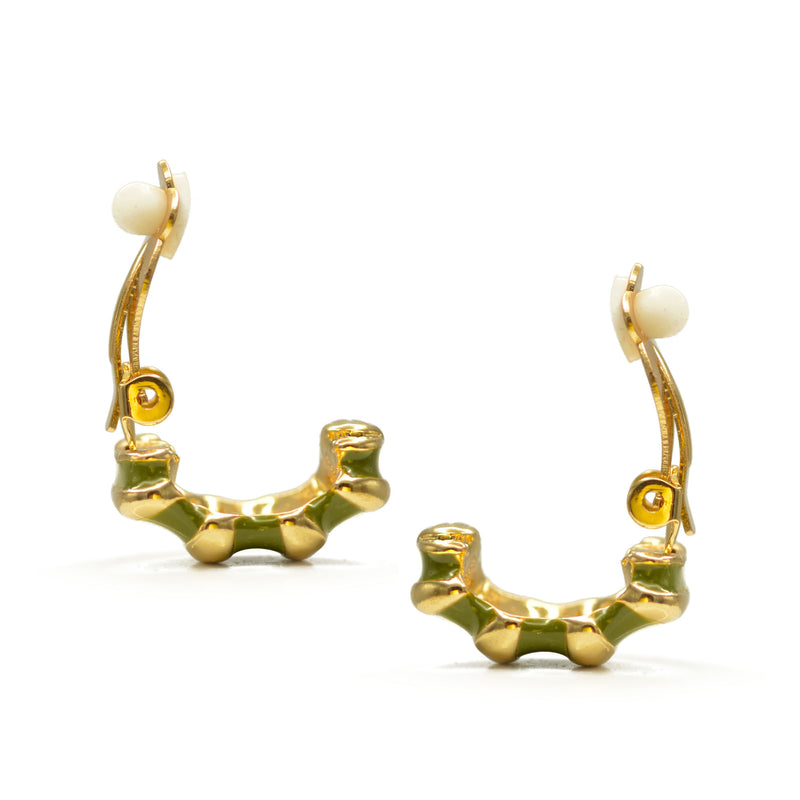 Gold and Olive epoxy clip-on earrings