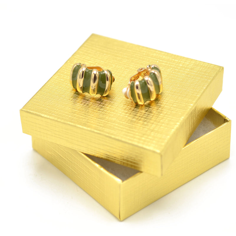 Gold and Olive epoxy clip-on earrings