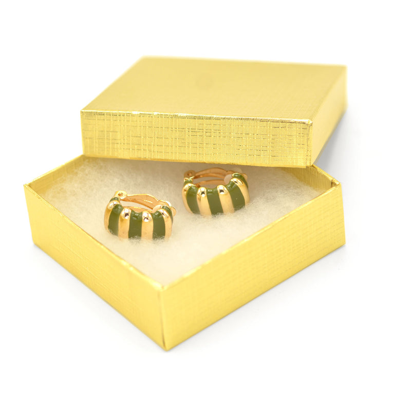 Gold and Olive epoxy clip-on earrings