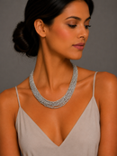 Rhodium Multi-layer Link chain necklace 18"