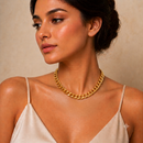 Gold Flat Curb Chain Necklace