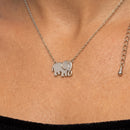 Tazza Women's Silver-Tone Dainty Elephant Pendant Necklace | Lucky Elephant Charm Pendant with Sparkling Accent | Fashion Costume Jewelry