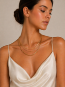 Gold Plated Triple Layer Necklace and Earrings set