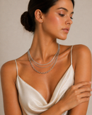 Silver Plated Triple Layer Necklace and Earrings set