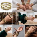Women’s 5-Piece Gold-Tone Bangle Bracelet Set, 2.6-Inch Diameter Ivory and Faux-Pearl Stackable Bangles
