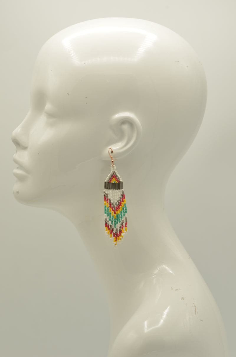 Multi-color Bohemian Seed Bead Tassel Earrings