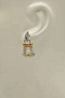Two-Tone Pave Rhinestone Stud Earrings 1.25"- Gold & Silver Sparkle Post Backs - Luxury Crystal-like Jewelry