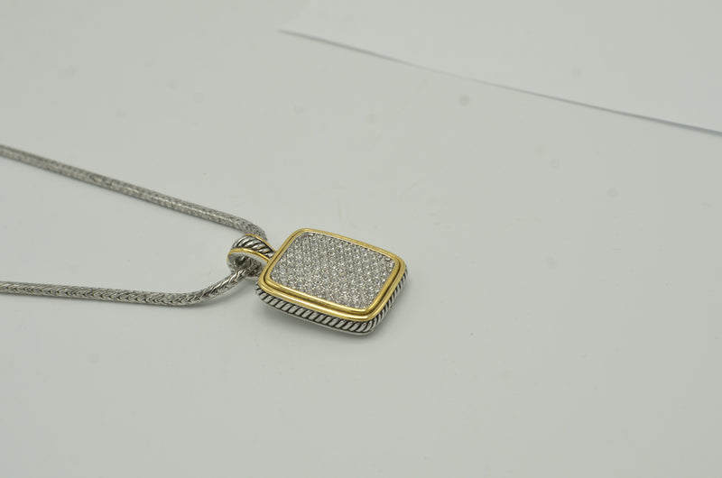 Two-Tone Pave crystal engraved Pendant necklace