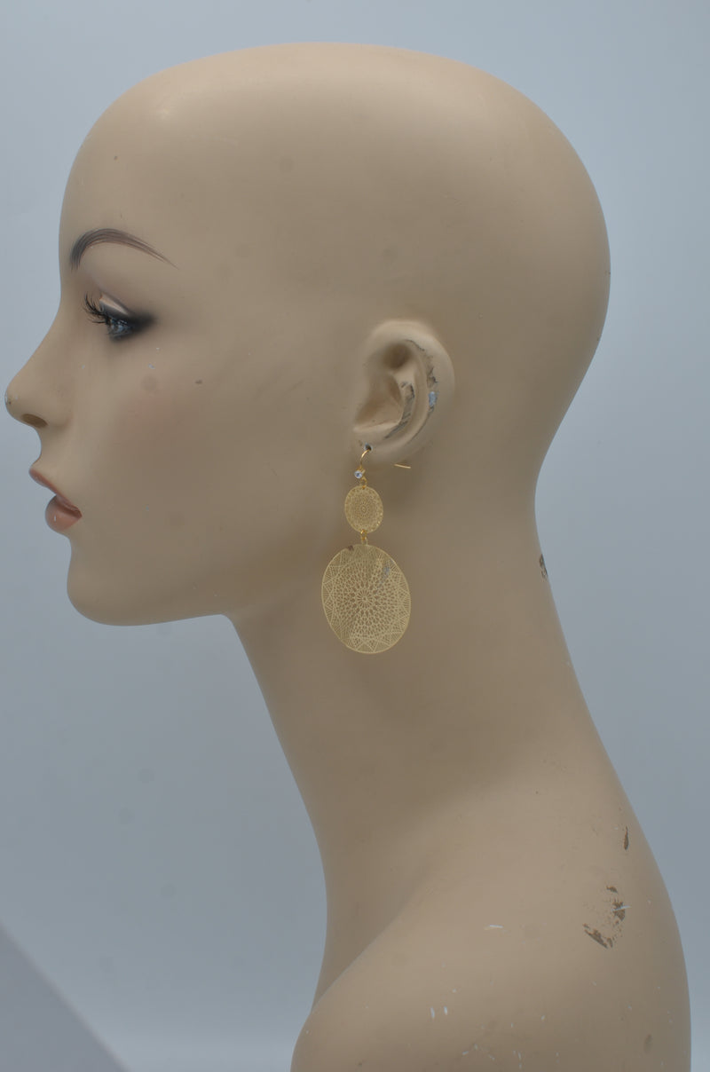 Gold Filigree Disc chandelier Earrings