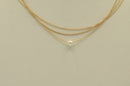 Gold Three-Row Thin Chain Short Necklace –15" Layered Dainty Silver-Tone Jewelry