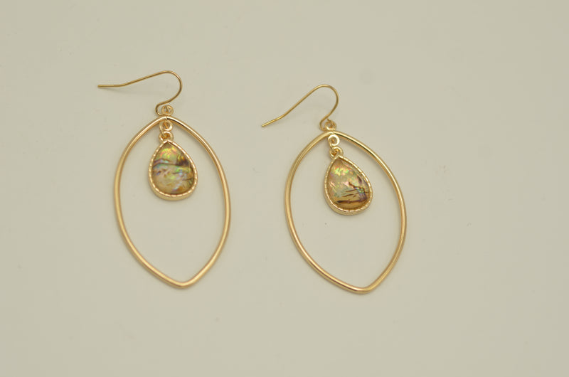 gold abalone teardrop  earrings