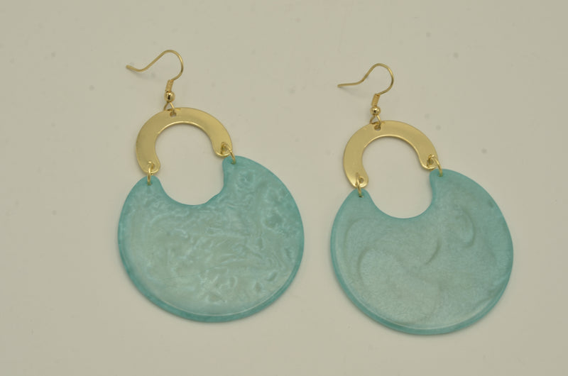 Gold Turquoise Marbled Resin Drop Earrings