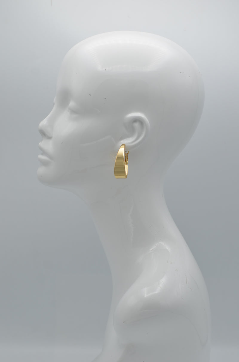 Shiny Gold Trapezoidal Hoop Earrings