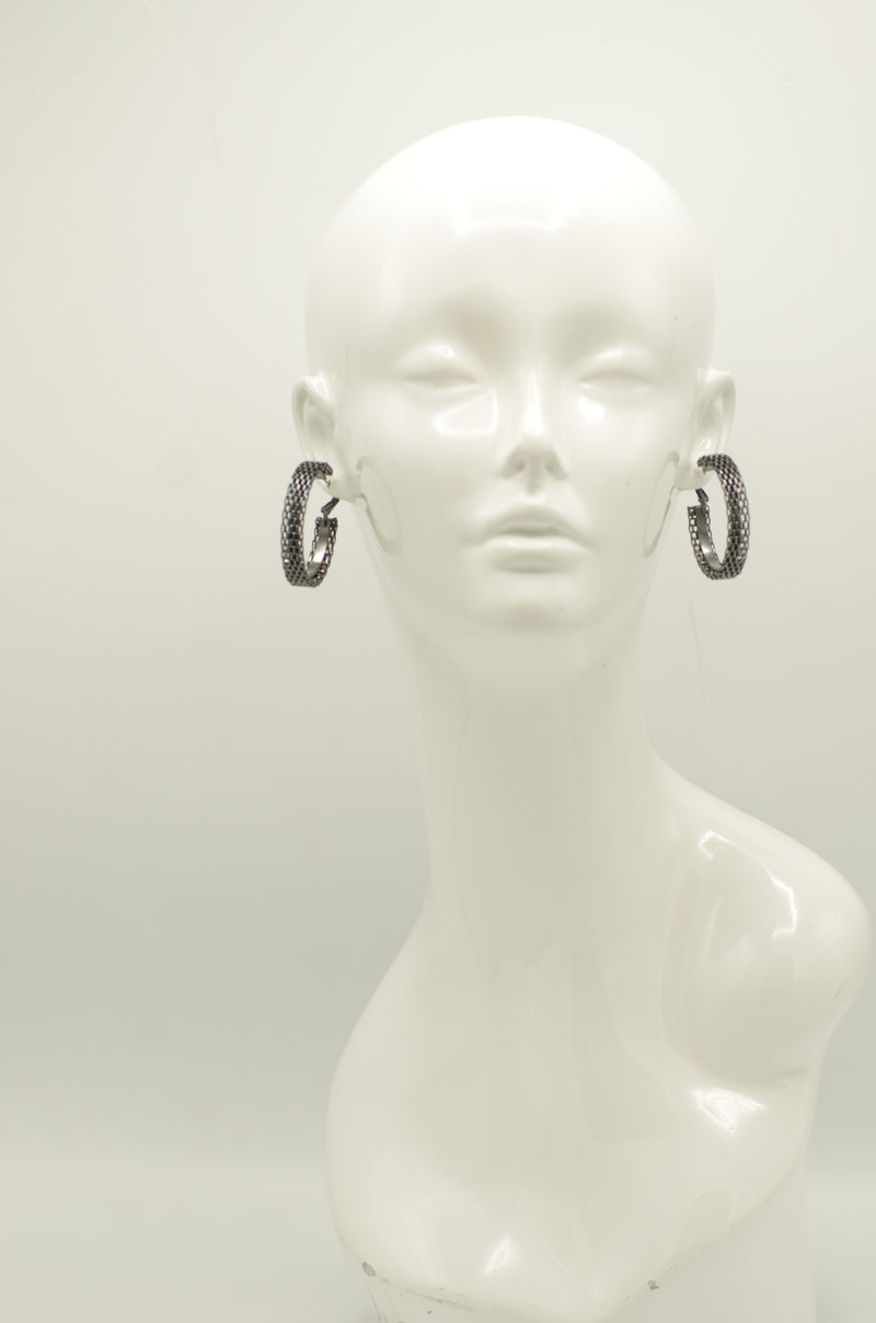 Rhodium Circle hoop earrings