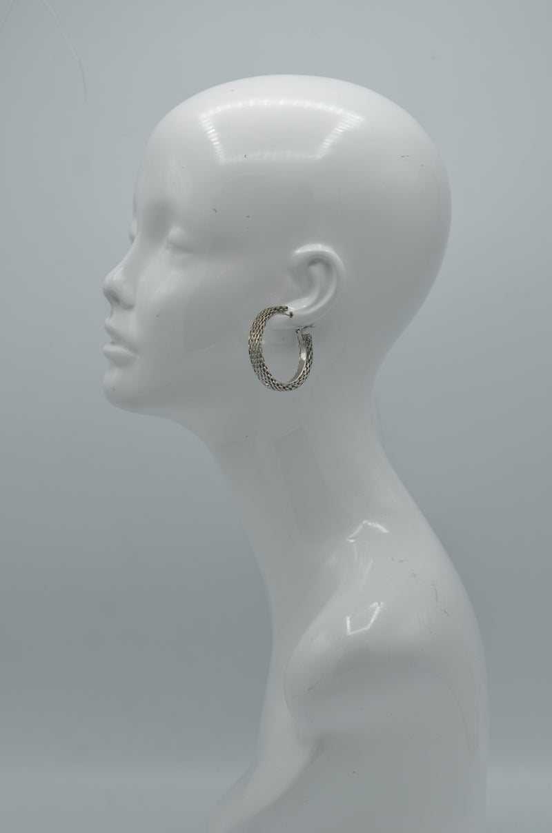 Rhodium Circle hoop earrings