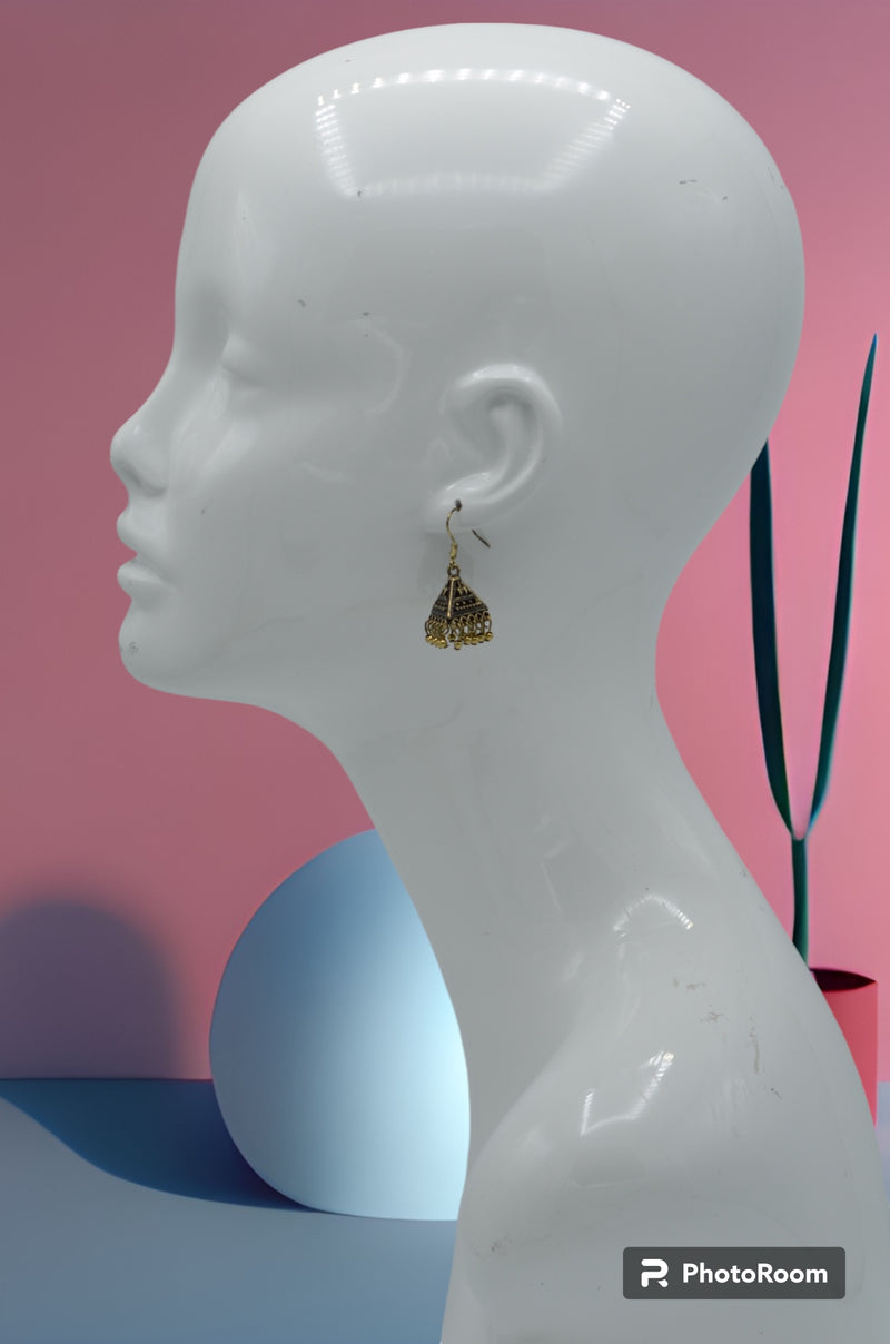 Gold triangle Jhumka Earrings