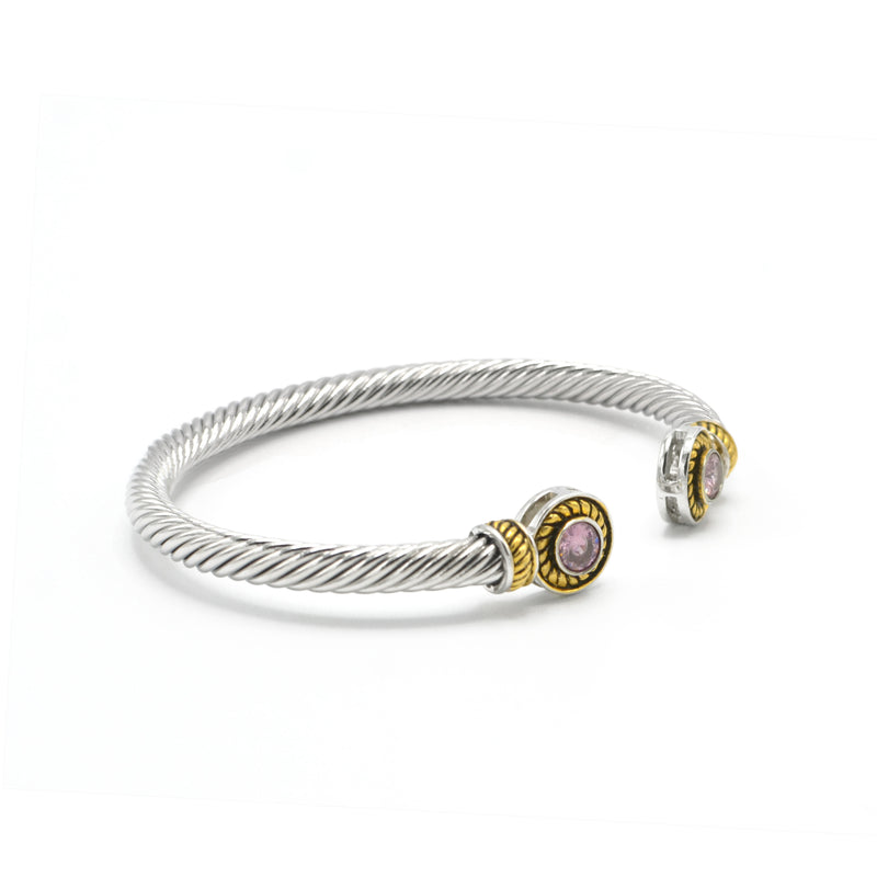 TWO-TONE LIGHT ROSE CRYSTAL CLASSIC CABLE BRACELET