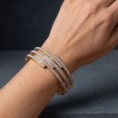 Women’s 2.5-Inch Oval Hinged Bangle Bracelet, Gold-Tone Multi-Row Cuff with Silver-Tone Sparkle Accents