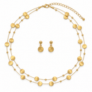 Brushed Metal Bubble Illusion Necklace And Earrings Set