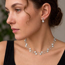 Brushed Metal Bubble Illusion Necklace And Earrings Set