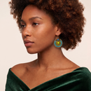Boho Statement Earrings – Gold Dangle with Intricate Beadwork, 1.5 🎨 Color Options Available:💜 Purple & Gold 🔵 Blue & Olive 🟠 Orange & Brown
