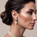 Silver And White Pearl Crystal Post Earrings
