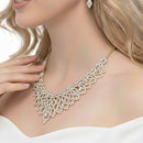 GOLD CRYSTAL CHOKER NECKLACE AND EARRINGS SET