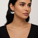 Silver Semi Circle Drop Earrings