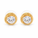 Tazza Women's Gold-Tone Round Solitaire Swirl Halo Stud Earrings, 0.4"