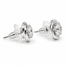 Tazza Women's Silver-Tone Round Solitaire Swirl Halo Stud Earrings, 0.4"