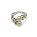 TWO-TONE CREAM PEARL RING #SRJ2339-TT#7