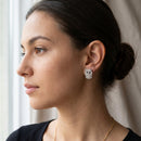 Tazza Women's Rhodium-Tone Crystal Owl Stud Earrings with Black Eyes, 0.5"