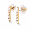 Tazza Women's Gold-Tone Crystal Pavé Vertical Bar Stud Earrings, 0.9"