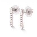 Tazza Women's Rhodium-Tone Crystal Pavé Vertical Bar Stud Earrings, 0.9"