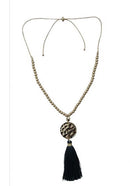 Gold Bead Long Adjustable Chain with Black Thread Tassel Necklace A Fusion of Tradition and Modern Elegance