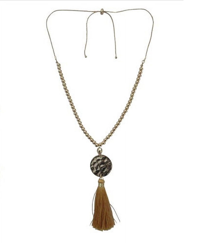 Gold Bead Long Adjustable Chain with gold thread Tassel Necklace A Fusion of Tradition and Modern Elegance