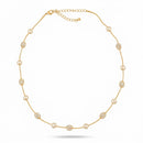 Tazza Women's Gold-Tone Pavé Crystal Ball and Cream Faux Pearl Station Necklace, 15"+3" Extender