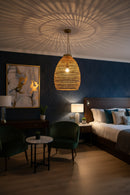 Bohemian Rattan Woven Pendant Light Classic Ceiling Lighting Fixture 22x16"