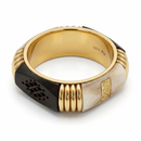 Women’s Plus-Size 3.1-Inch Chunky Bangle Bracelet, Cream and Dark Brown Panel Wide Gold-Tone Statement Jewelry
