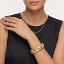 Women’s Plus-Size 3-Inch Chunky Bangle Bracelet, Cream-Tone and Gold-Tone Segmented Bone-Look Wide Statement Jewelry