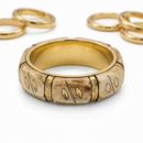 Women’s Plus-Size 3-Inch Chunky Bangle Bracelet, Cream-Tone and Gold-Tone Segmented Bone-Look Wide Statement Jewelry