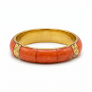 Women’s Plus-Size 3-Inch Chunky Bangle Bracelet, Orange Marble-Look and Gold-Tone Wide Statement Jewelry