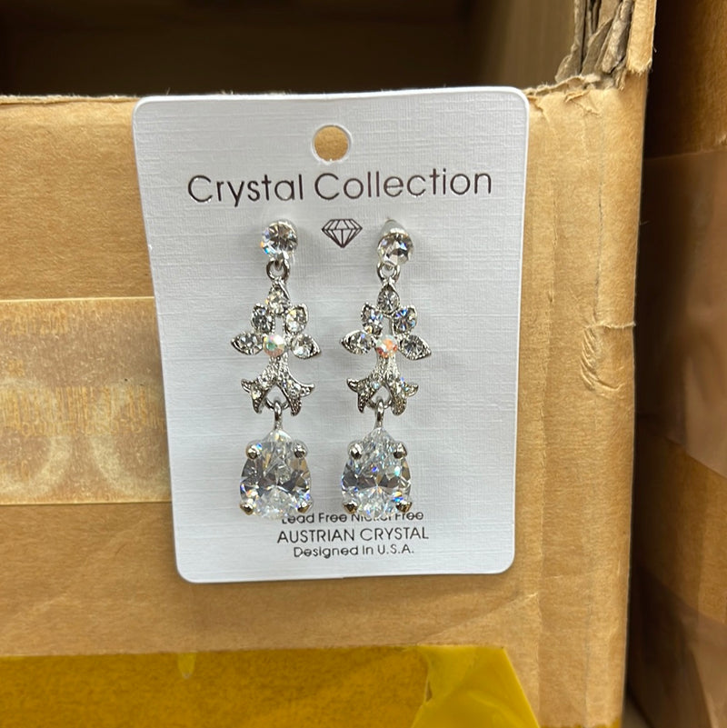 SILVER CRYSTAL CHANDELIER EARRINGS